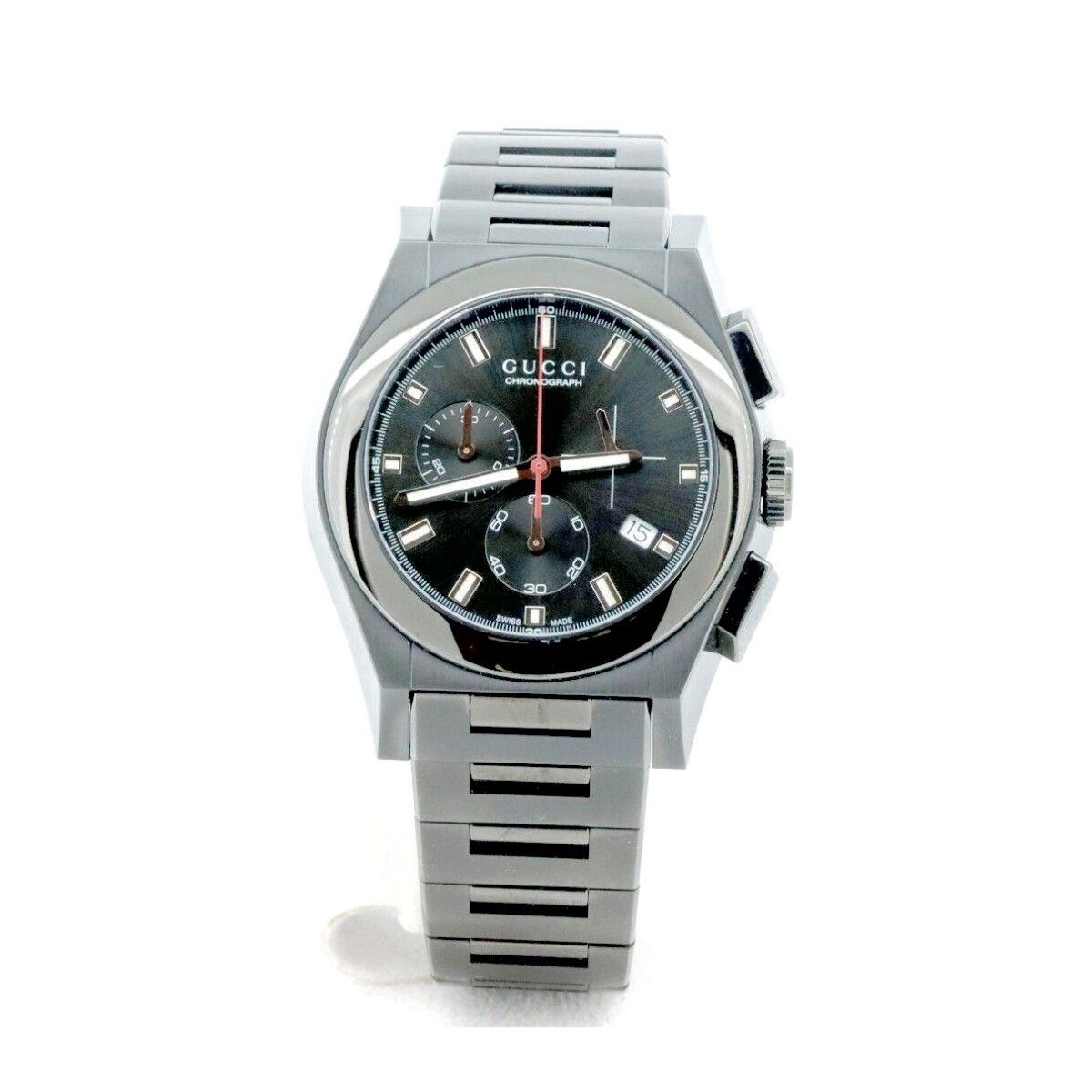 Gucci Pantheon 115.2 Men’s Quartz Watch 42mm SS Black Dial Waterproof From Japan