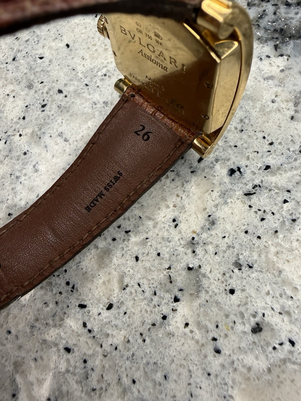 BVLGARI Assioma Automatic Date 32mm Yellow Gold Brown Leather man’s watch