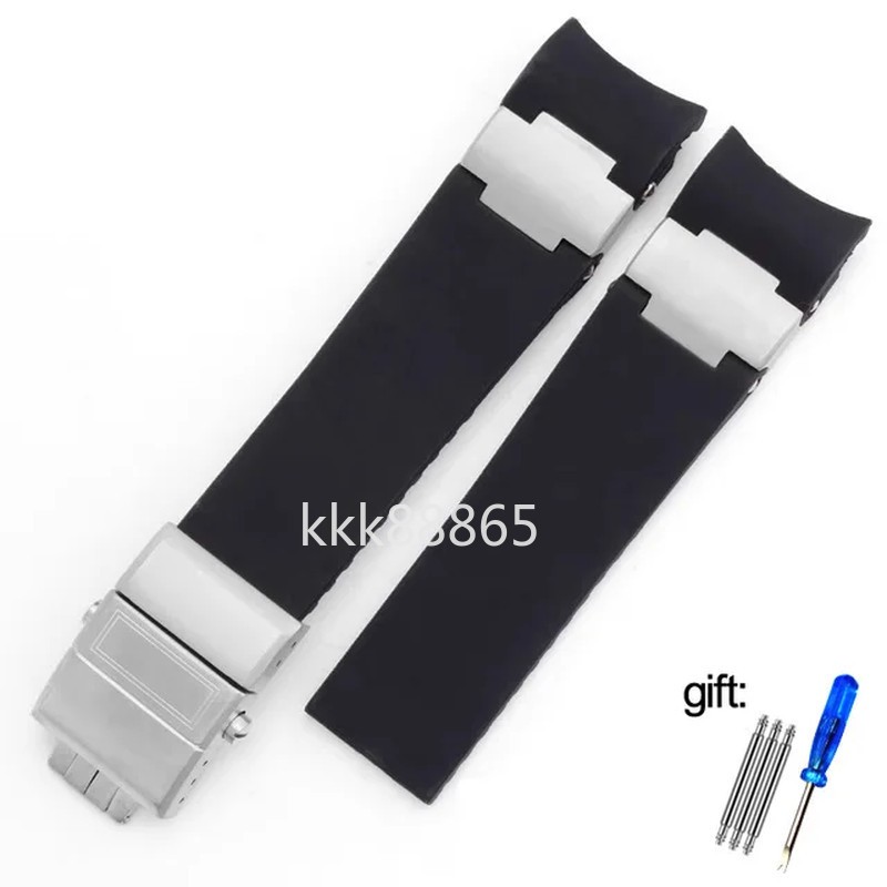 22mm Rubber Watch Band Strap Fits Ulysse Nardin Maxi Marine / Diver Black Blue