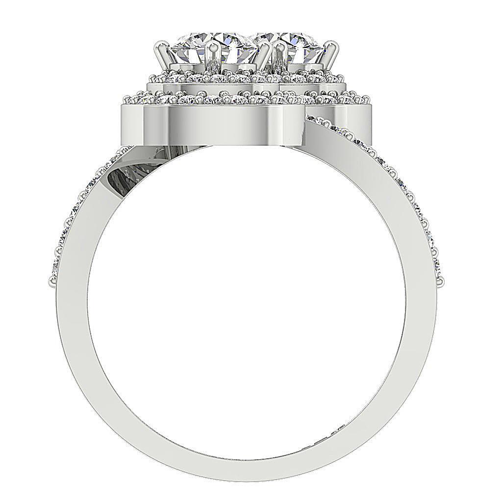 I1 G 1.85 Carat Natural Diamond Forever Us 2 Stone Halo Solitaire Ring 14K Gold