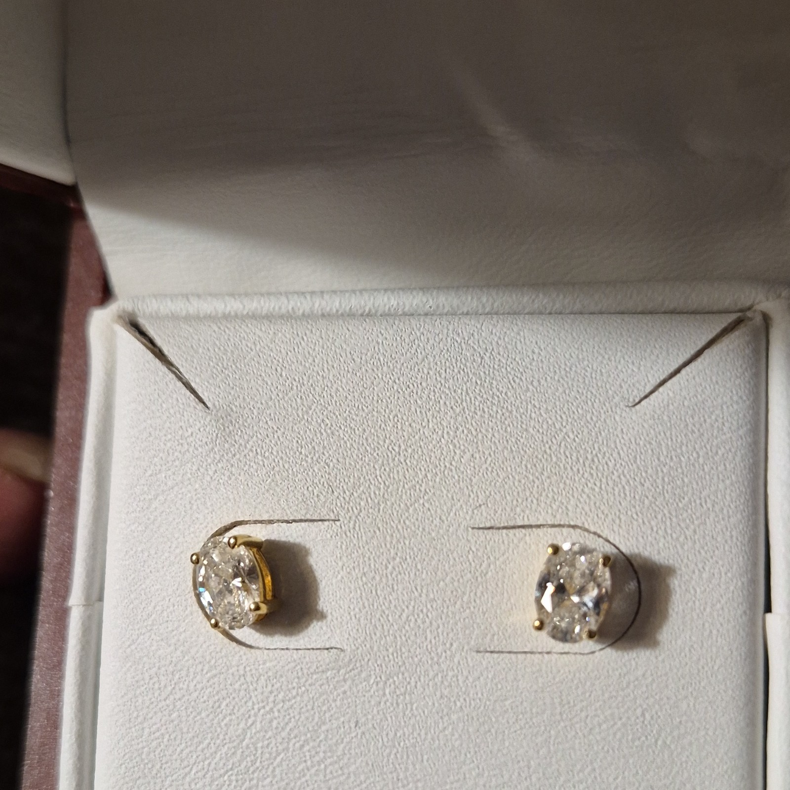 SGL Certified 10K Gold Oval Lab Created Diamond Earrings 1.05 CTW EF VVS-VS