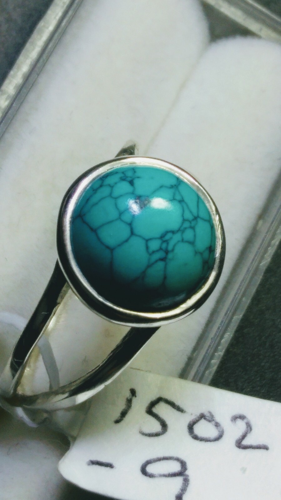 APPEALING TURQUOISE IN STERLING SILVER.925 RINGS SIZE 9.0-9.25 AND 8.25-8.5!