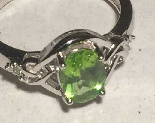 Peridot Ring Natural 8x6mm Solid Sterling Silver Sizes 6.5 to 10 US