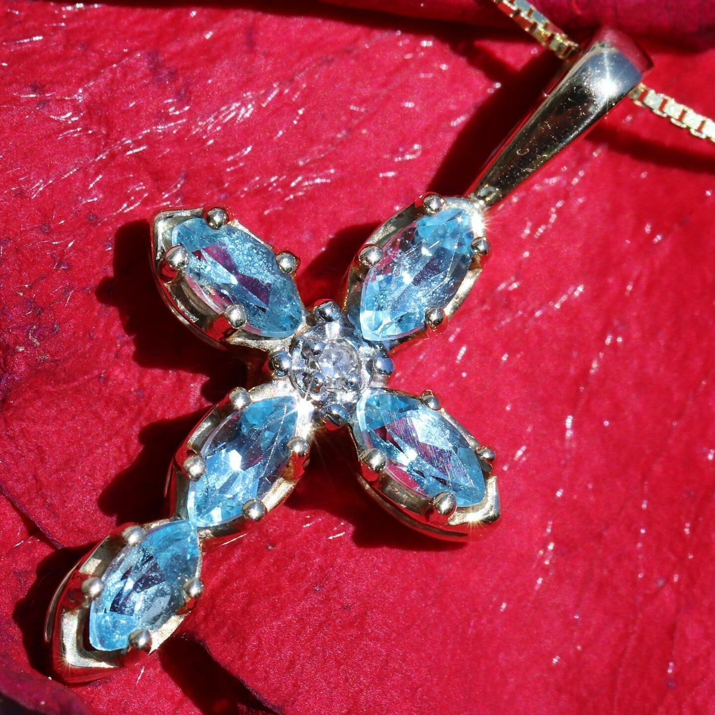 0.70Ct White Marquise Moissanite Diamond Jesus Cross Pendant In 14K Yellow Gold