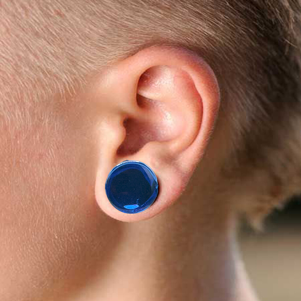 Pair of Single Flare Glass Plugs Sizes 2GA-13/16″ Clear Black Green Blue E566