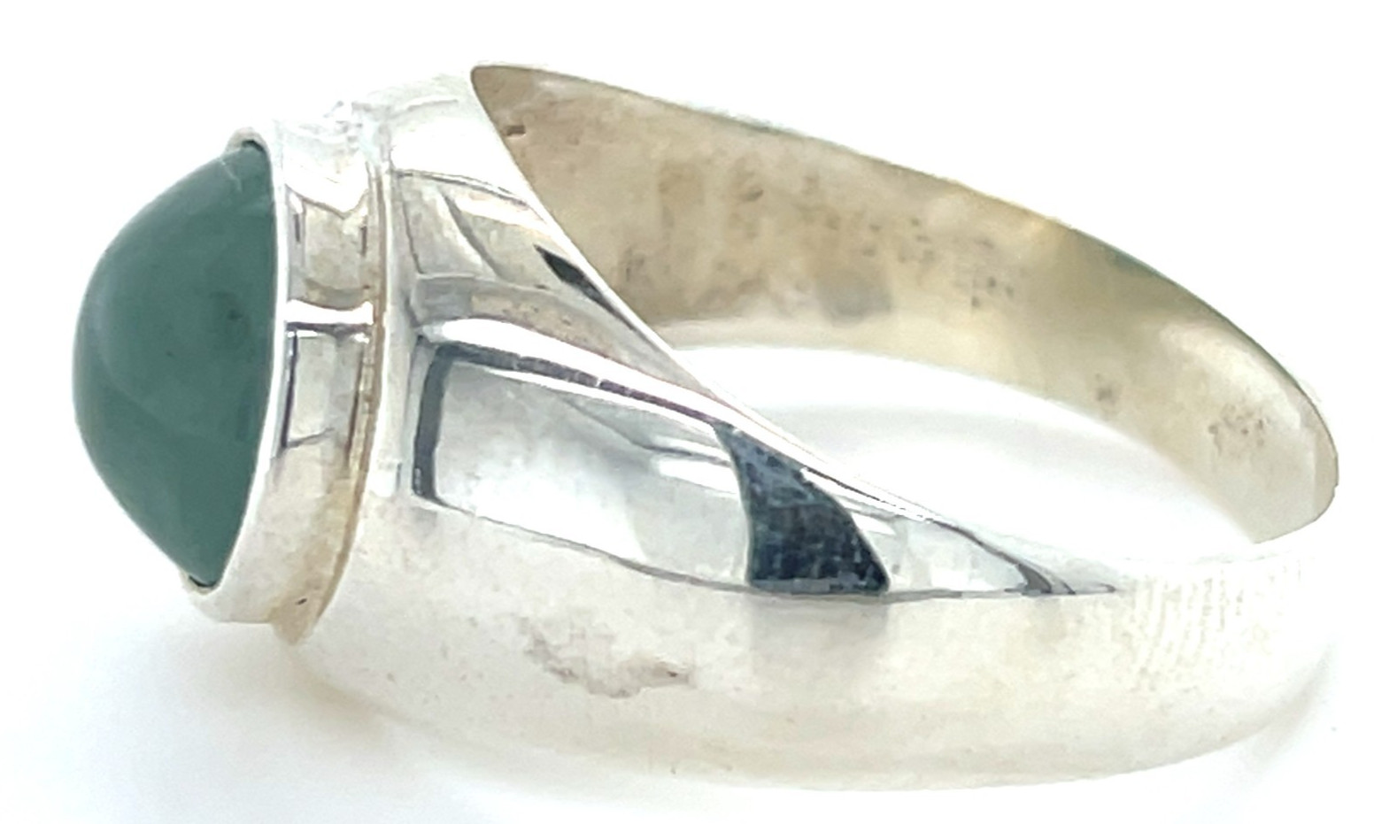 Type A Burmese Icy Water Green Jadeite Ring 32.7ct 925 Silver US13 Bold