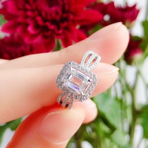 2.65 CT CZ Classic Ring Silver Plated Sweet Halo Proposal Ring Thanksgiving Ring
