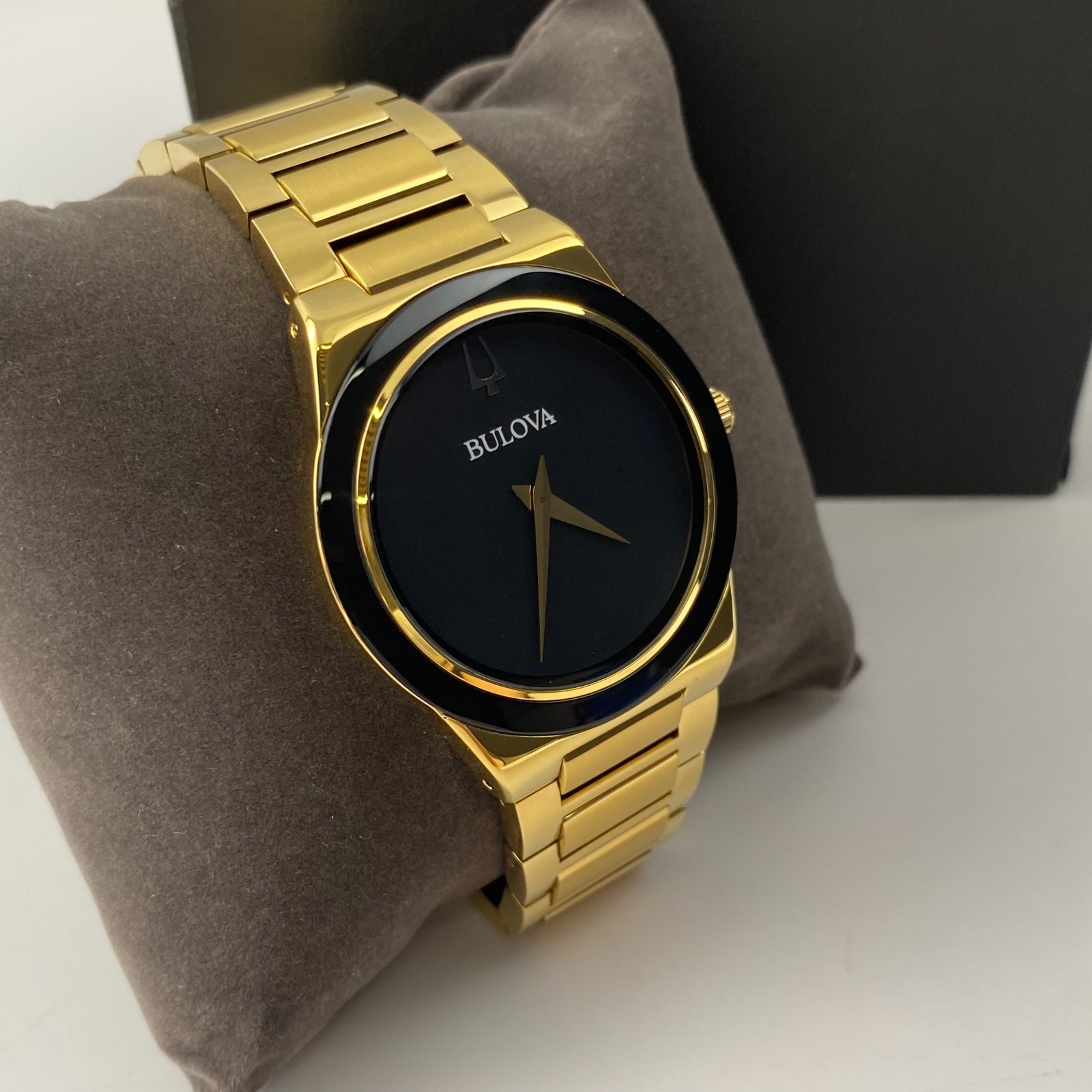 Bulova Modern Millennia 97A183 Men’s Gold Tone Black Dial Quartz Watch 41mm