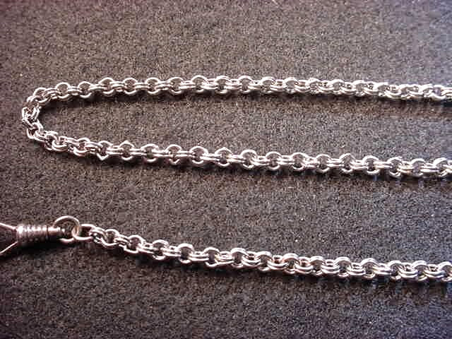 19 1/2 INCH BASE METAL SILVER COLOR POCKET WATCH CHAIN–ATTRACTIVE LINKS! #15