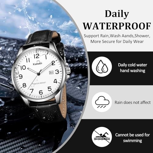 Watch for Men, Fashion Minimalist Wrist Watch Waterproof Quartz 03-BlackWhite