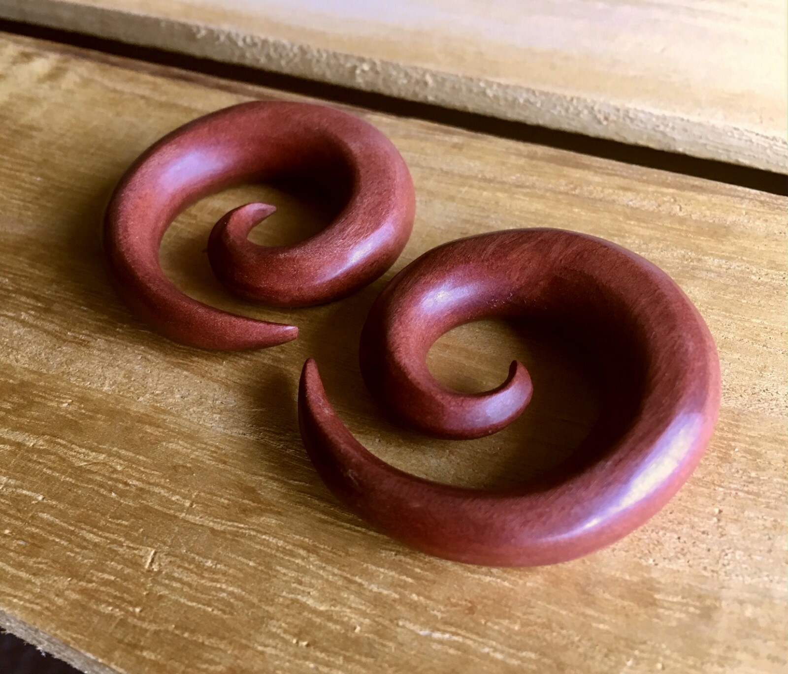 PAIR Sawo Wood Spiral Tapers Organic Plugs Tunnels Earlets Gauges