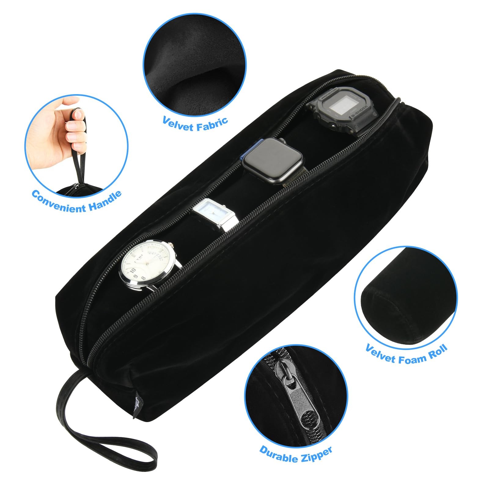 Cosmos Velvet Watch Roll Pouch Organizer Travel Storage Bag Bag-Velvet