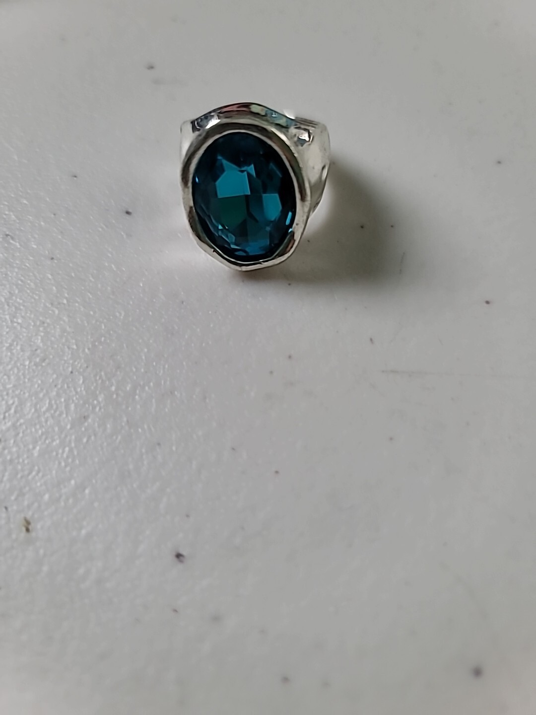 caribbean blue crystal oval silver ring uno style size 9