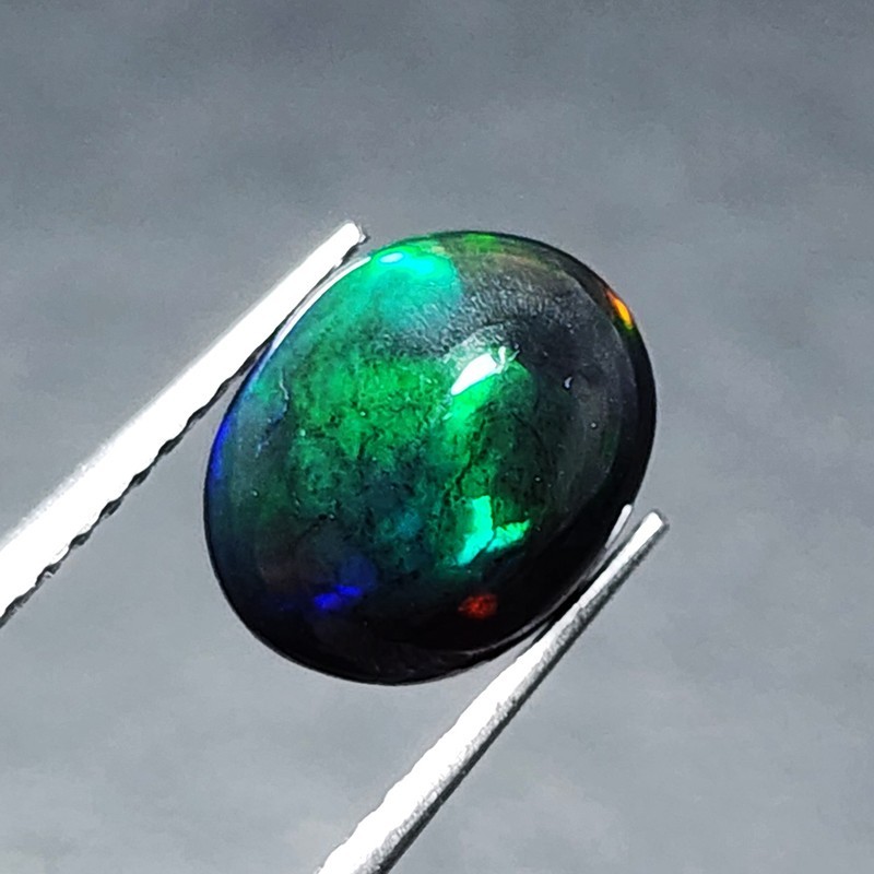 Natural Welo Black Opal Ethiopia Oval Cabochon Vivid Blue Green Fire 1.30Ct Gem