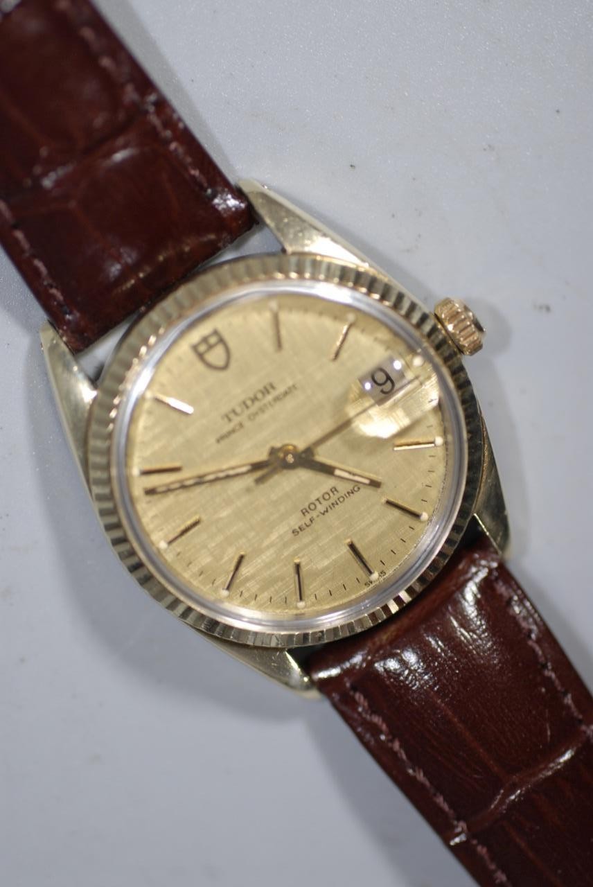 Rolex Tudor Prince OysterDate Solid Gold Bezel & Gold Capped Case 90735 – Rare!