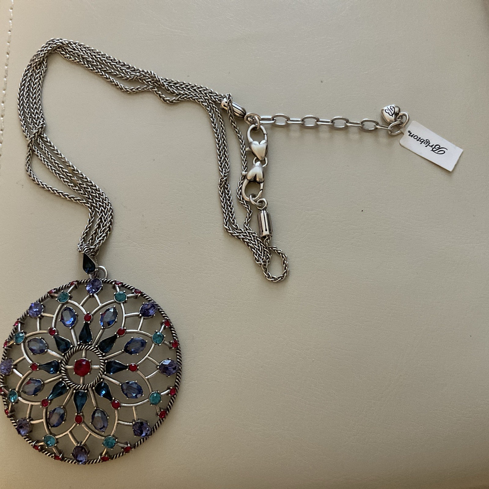 STUNNER NWT BRIGHTON ONE LOVE CIRCLE MULTI CRYSTAL CONVERTIBLE NECKLACE RP$198