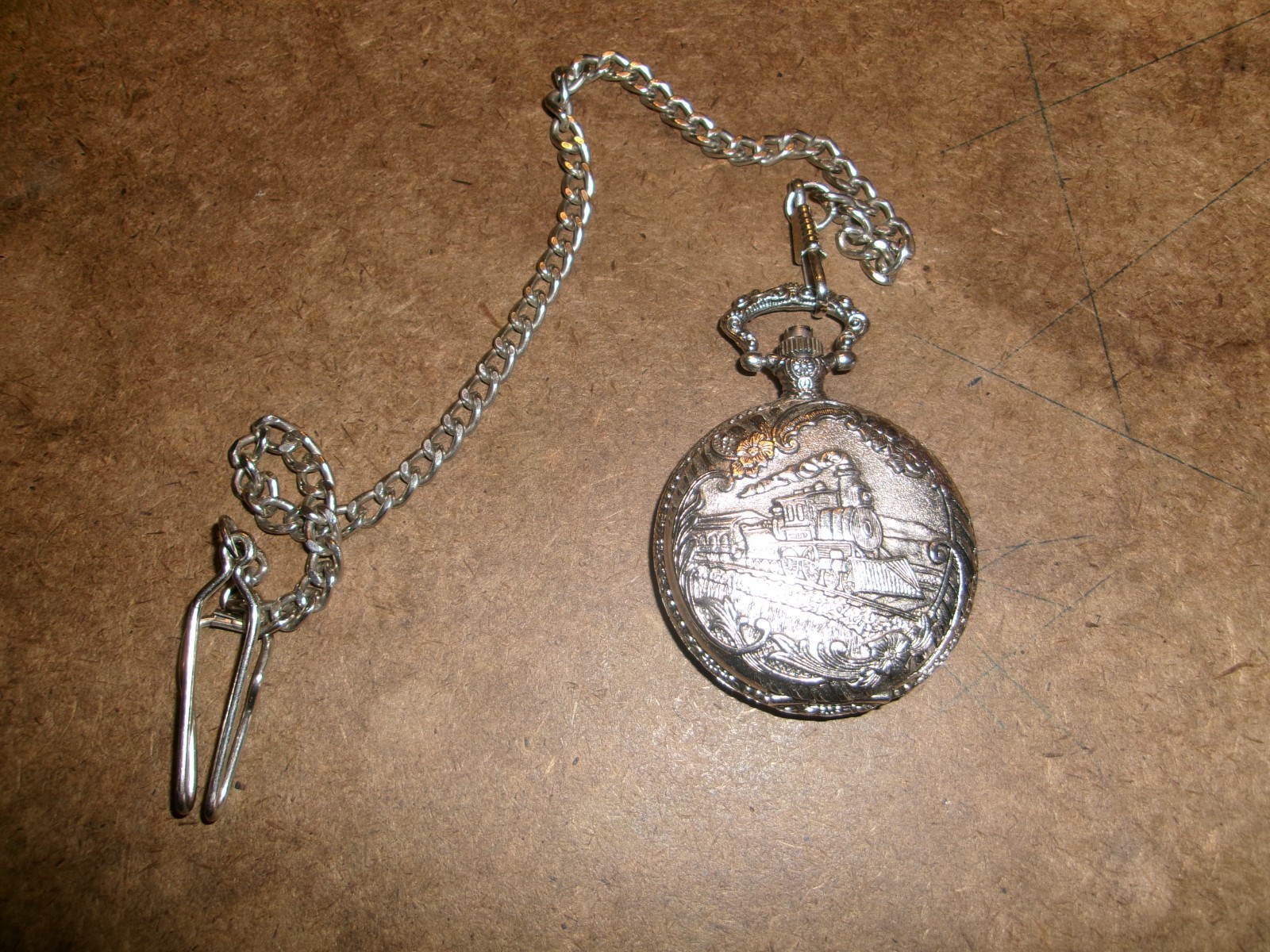 MARCELO Quartz RAILROAD Pocket Watch w/Chain
