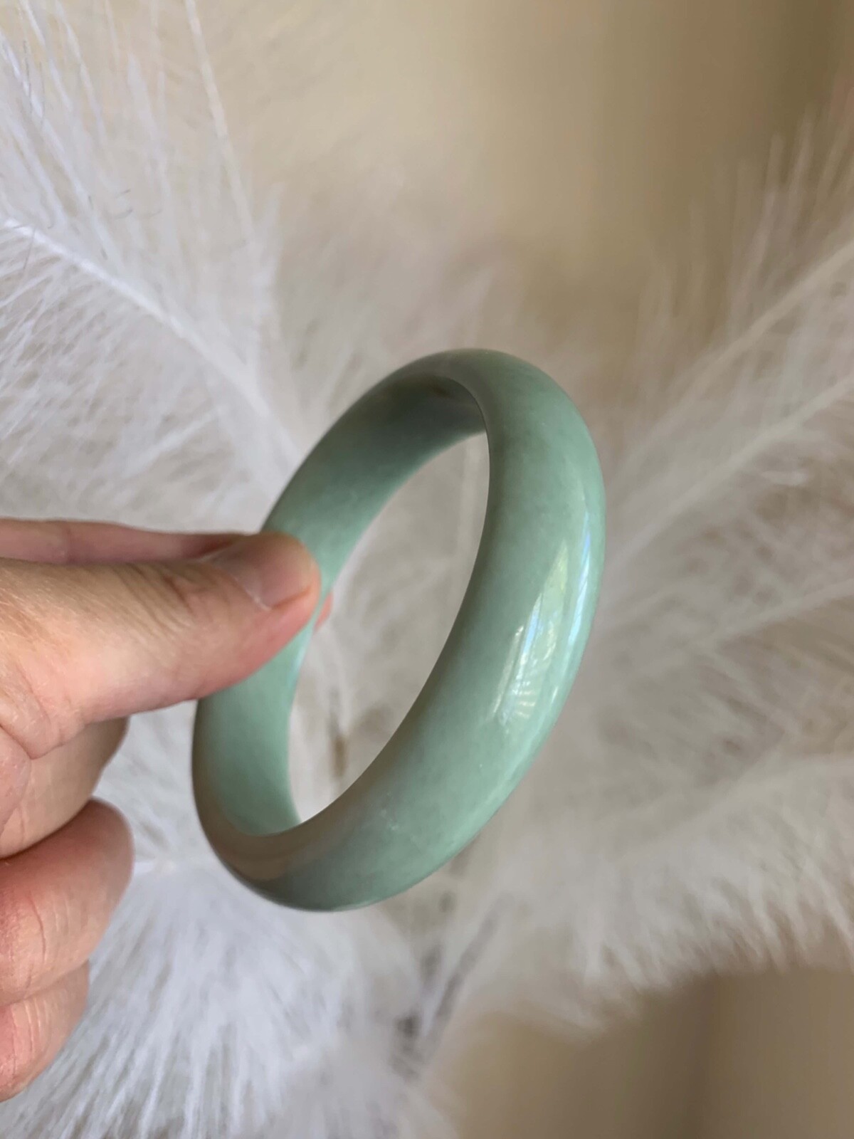 Beautiful Light Green Real Jade Bangle Bracelet Good Fortune Luck Wealth 59 60mm