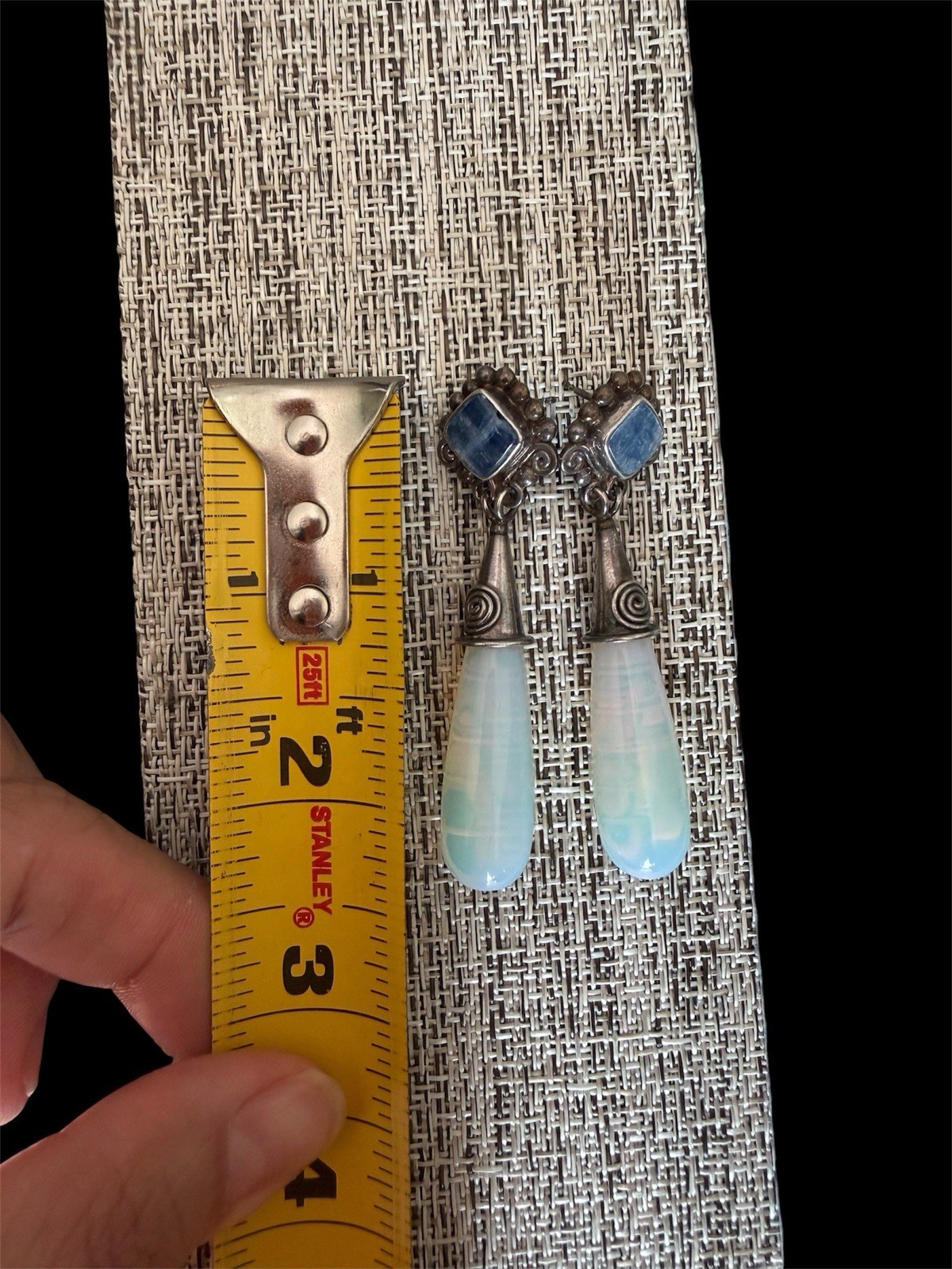 Sajen Sterling Silver Opalite & kyanite Drop Earrings 2 1/4 inches long