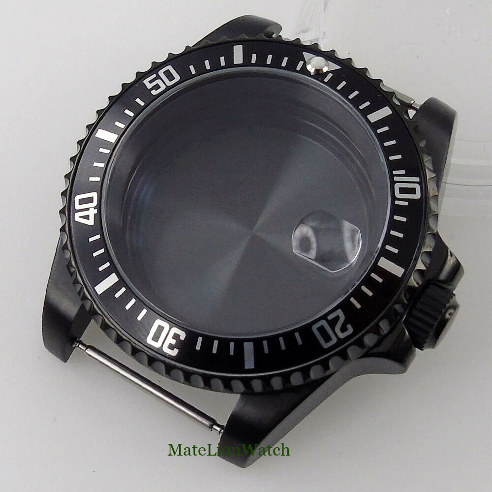 For NH35/NH36 Miyota8215 ETA2836 40mm Sapphire Watch Case Silver/Black Aluminum