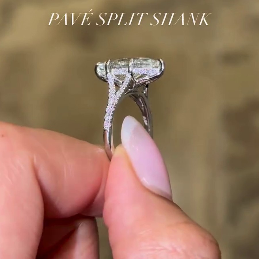 3.0Ctw Marquise Cut Moissanite Split Shank Engagement Ring 14K White Gold Plated