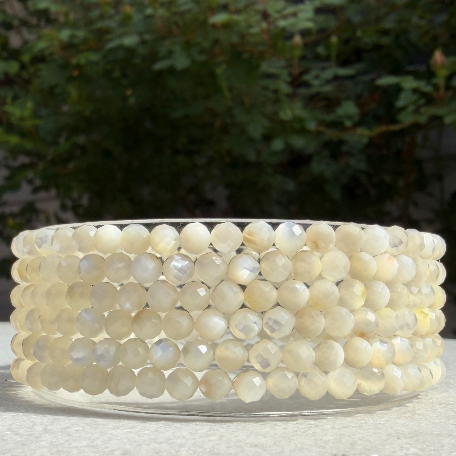 Wholesale 6 Pcs 4mm Faceted Mother of Pearl Stretch Bracelet 7.5″