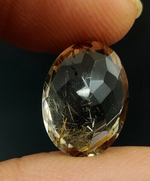 5.80Ct Natural Rutilated Quartz Faceted Cut Oval 13.7×10.2mm Loose Gemstone W212