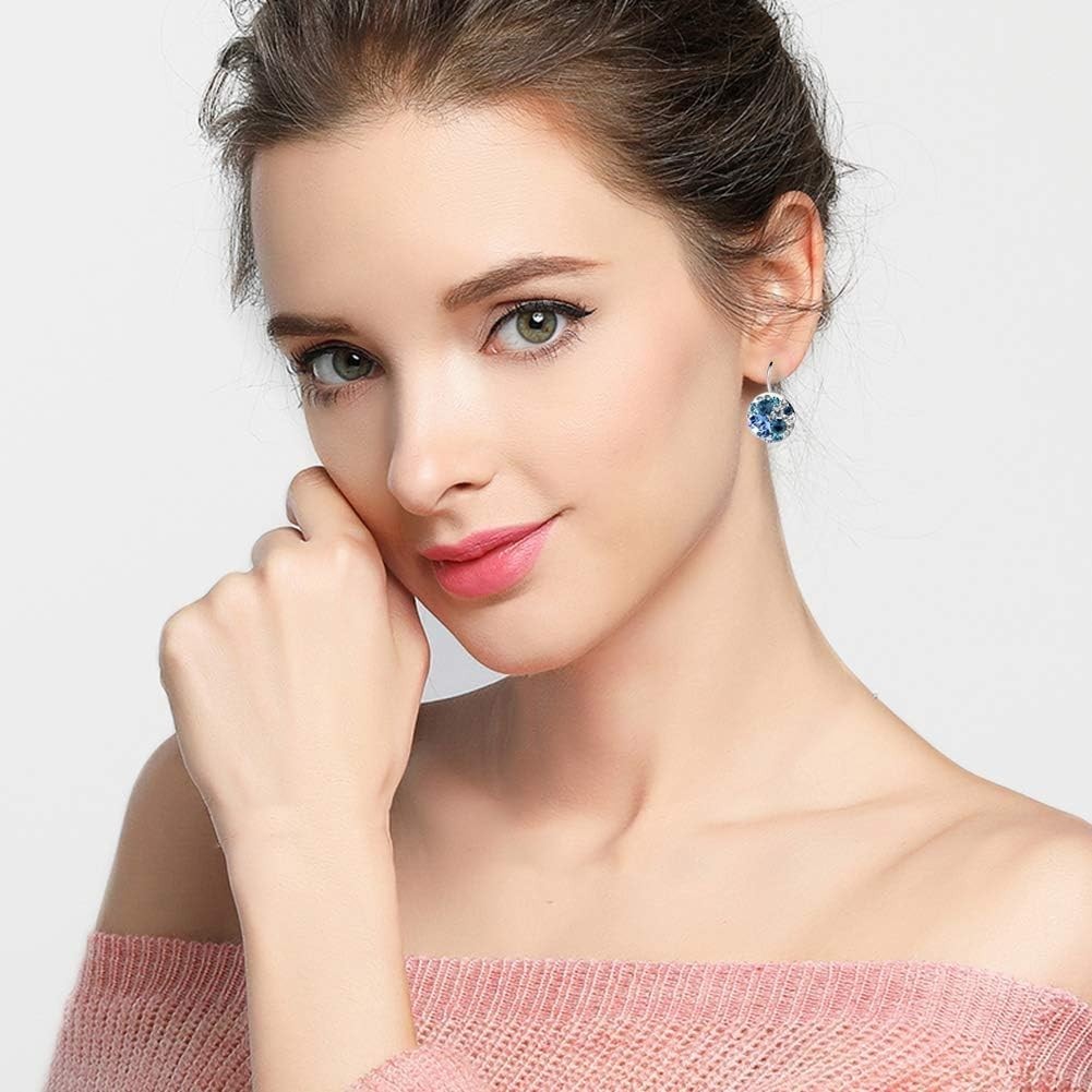 Stunning Dangle Earrings with Multicolor Austrian Crystals – Gift Box Included