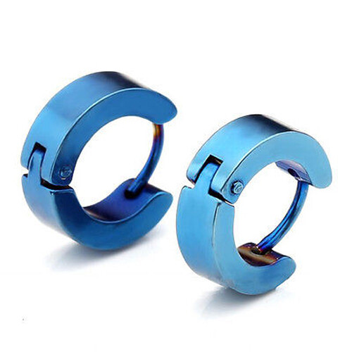 1Pair Punk Mens Women Stainless Steel Hoop Huggies Ear Stud Earrings Gothic US