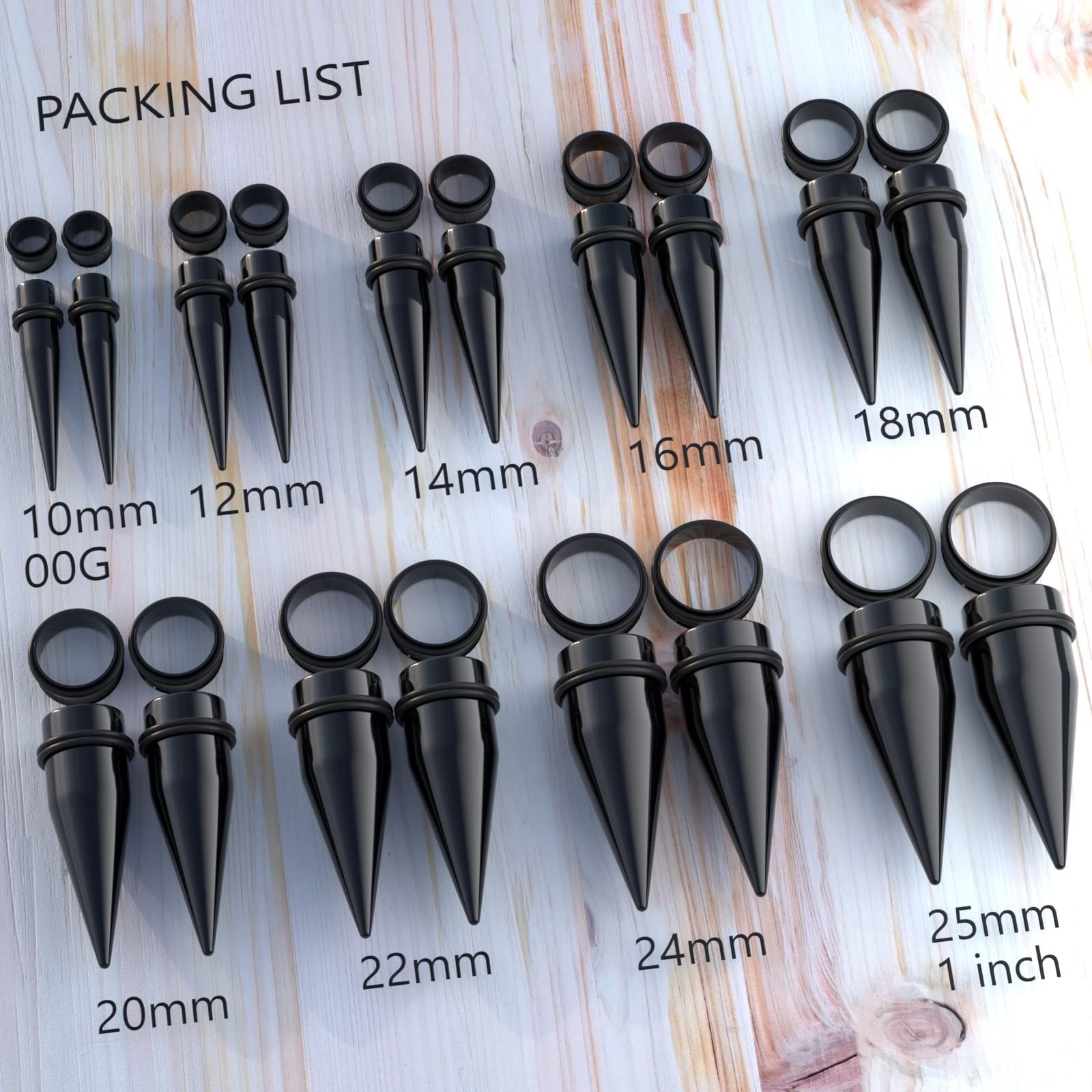 36pcs Ear Gauge Stretching Kit 00G to 1″ Big Gauges with Holder Case | 10mm -…