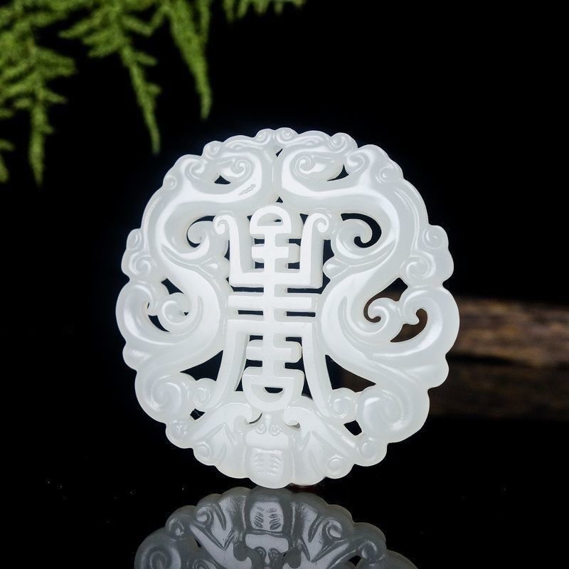 Real Grade A Natural White Jade Jadeite Women Plum blossom Peace Pendant