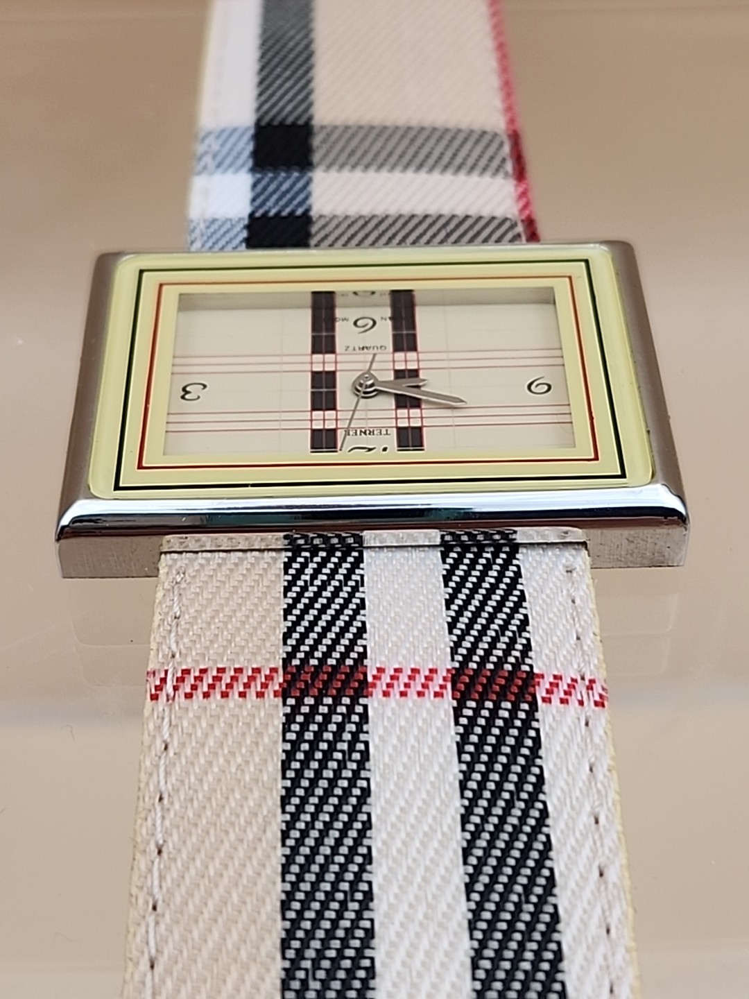 BIJOUX TERNER Silver Tone/ Plaid Styled Women’s Fashion Watch NEW BATTERY
