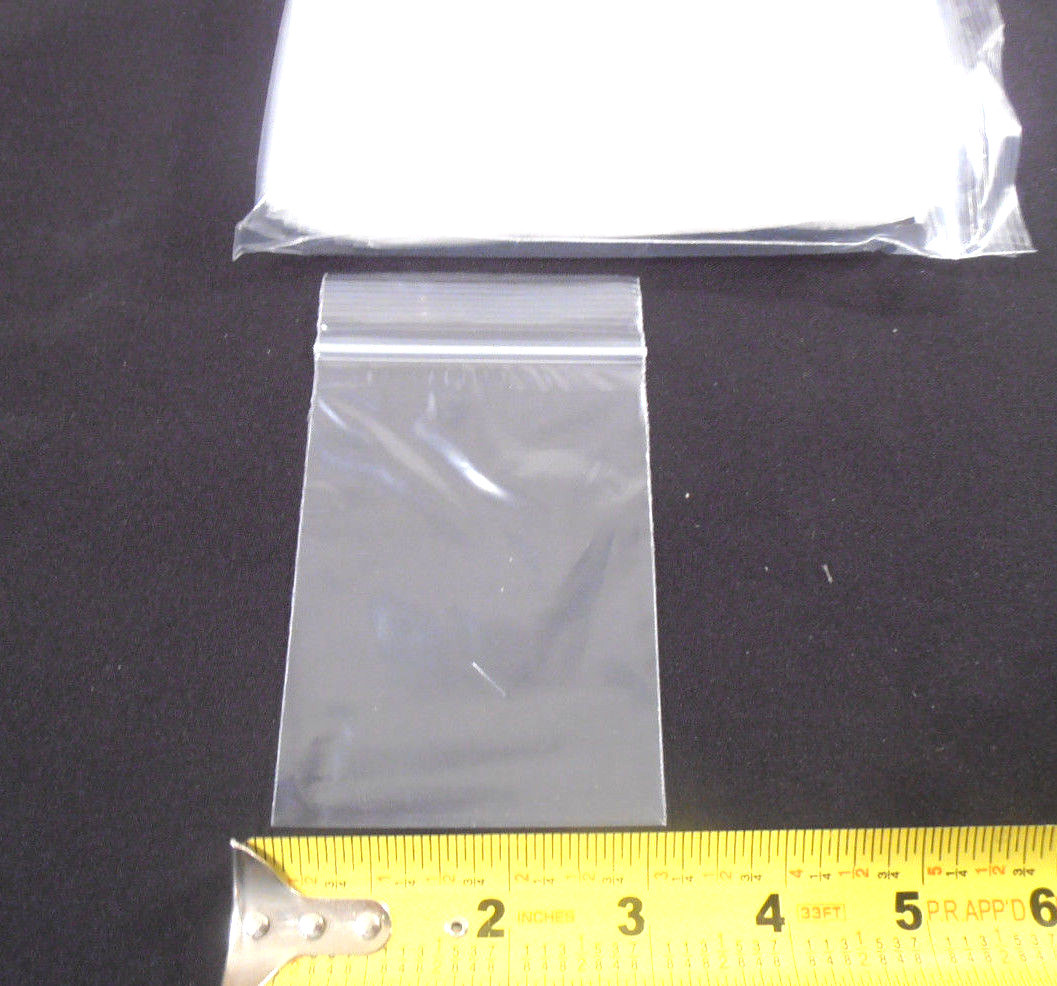 RESEALABLE PLASTIC BAGS 200 PC. 3″ x 4″ RECLOSABLE CLEAR 2 MIL POLY ZIP LOCK