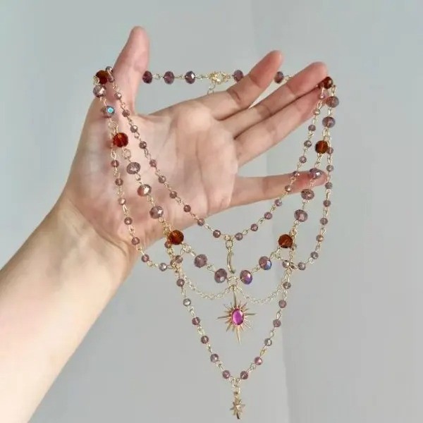 Boho Shell Necklace Double Layer Beaded Beach Jewelry Women Vintage