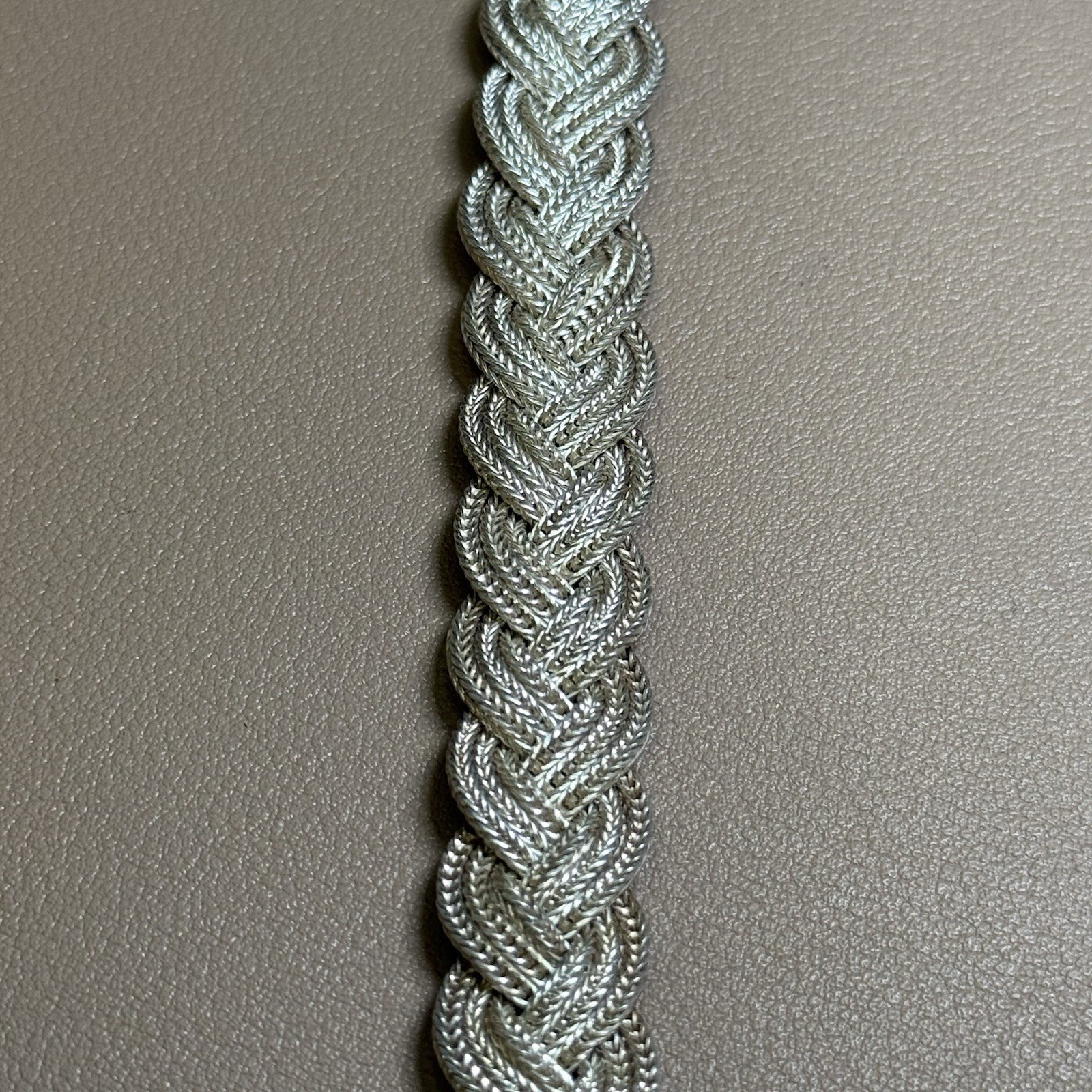 925 Sterling Silver Braided Mesh Bracelet 6.75” Slide Clasp 13.7mm