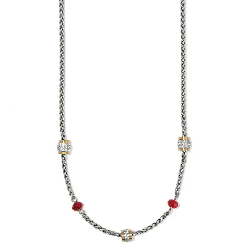 NWTag Brighton MERDIAN RED Short Two Tone Station Crystals Necklace MSRP $132