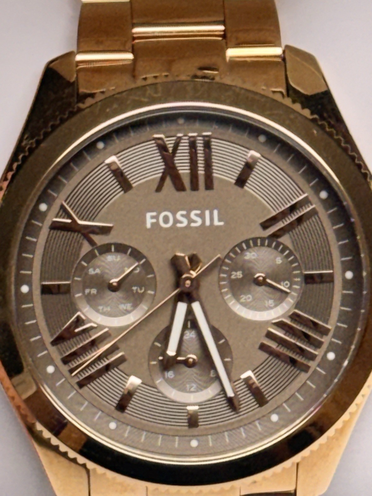 Fossil AM4533 Chronograph Rose Gold Stainless Steel 40mm Watch New Battery
