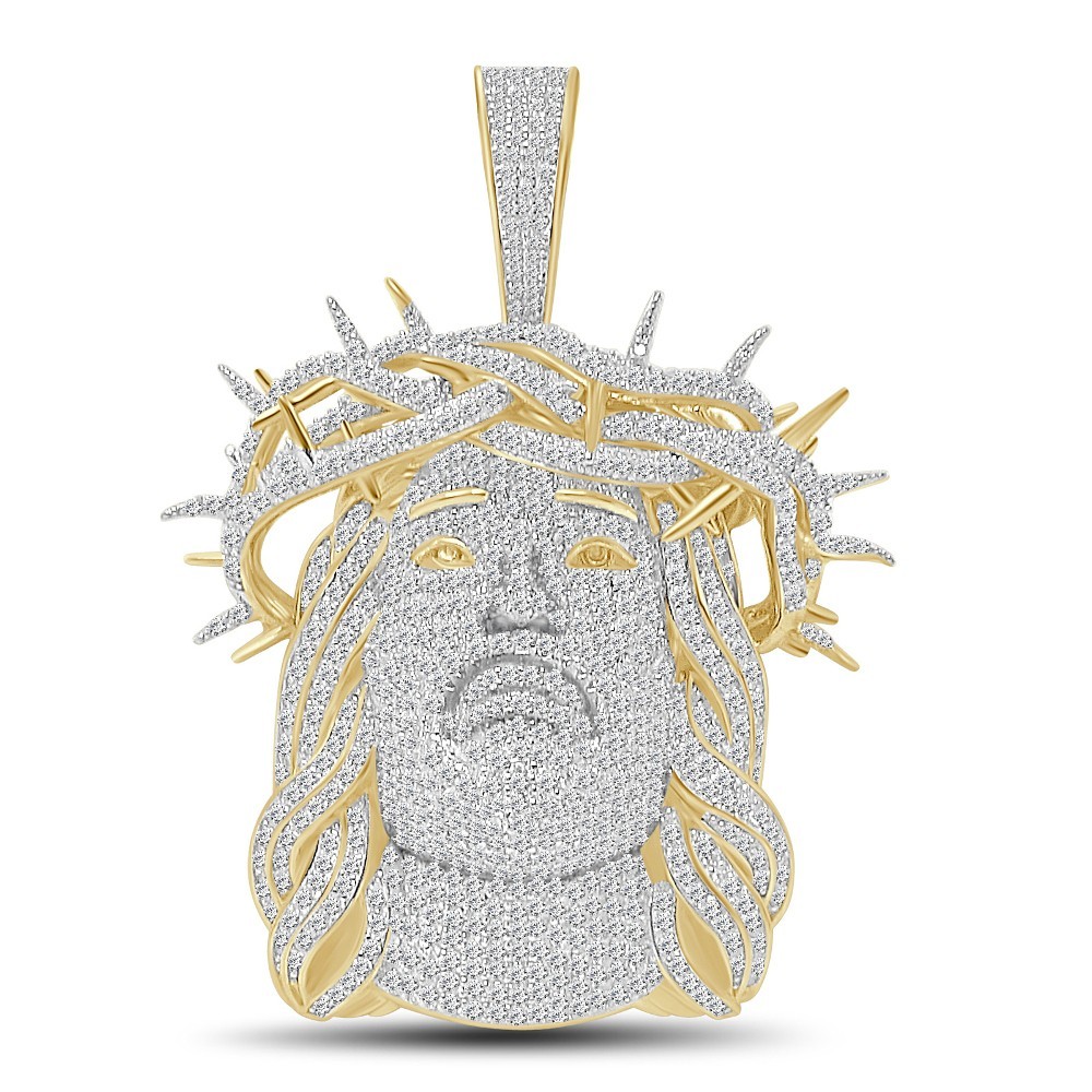 VVS1/D 7.23 Cwt. Moissanite Crown of Thorns Jesus Piece Charm Pendant Big 2.50″
