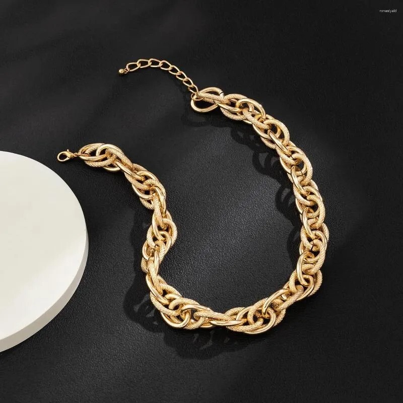 Chunky Choker Gold Necklace – Cuban Link Chain Double O Link Necklaces Hip-hop