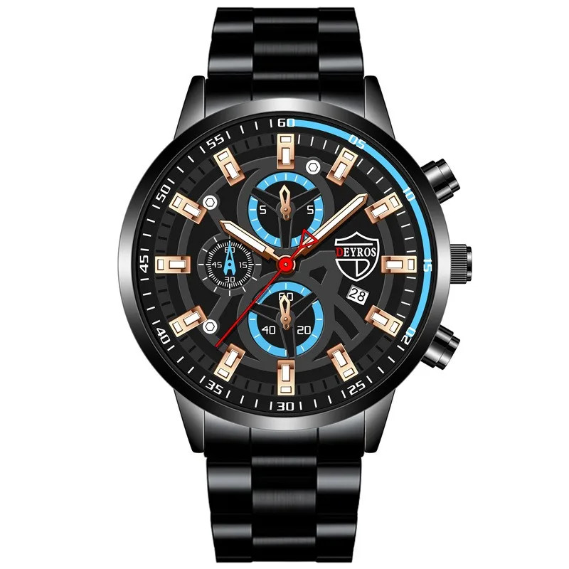 Luxury Men’s Black Sports Quartz Watch – Perfect Gift for Father’s Day