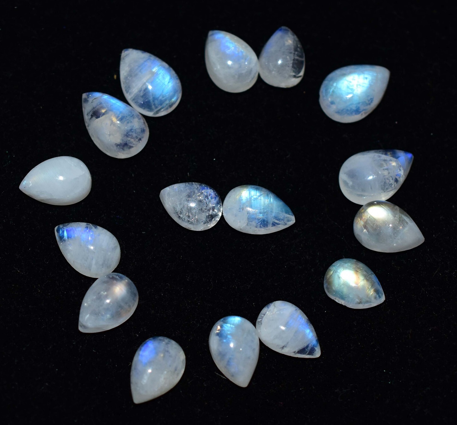 24.90 Ct Natural White Ceylon Moonstone Silky Blue Shine 16 Pcs Loose Gemstone