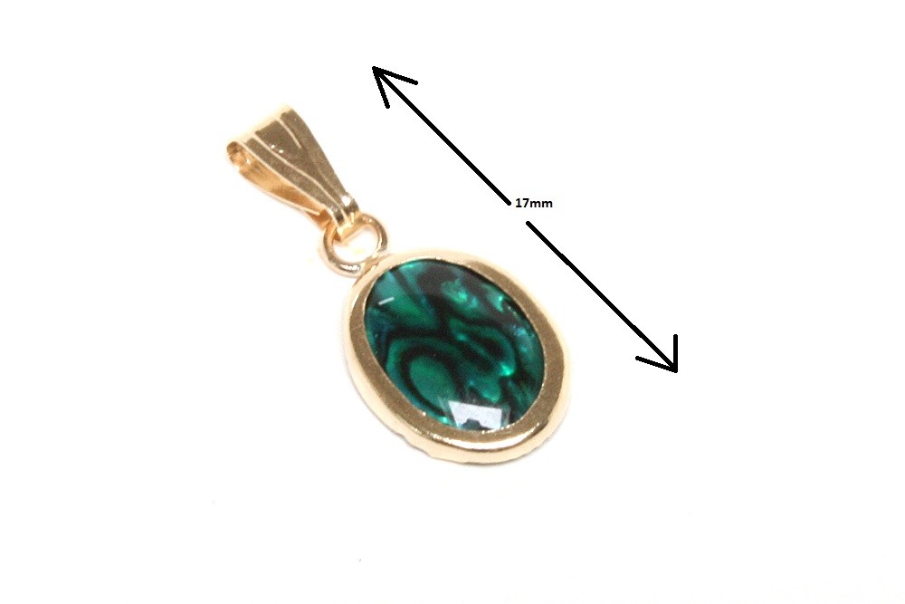 9ct Gold Green Abalone Paua Shell Pendant no chain Gift Boxed Made in UK