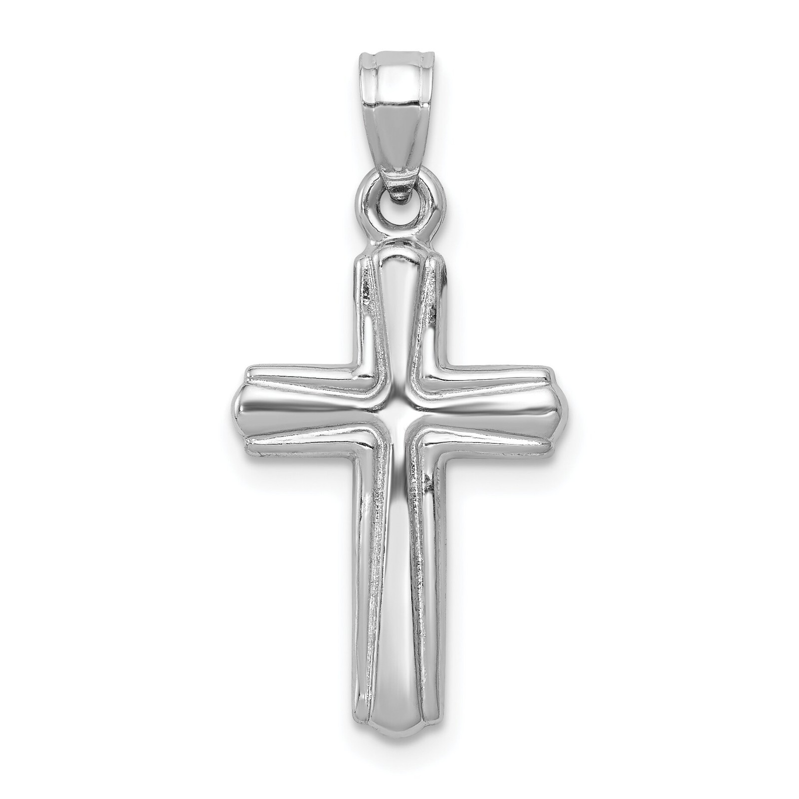 14K White Gold Crucifix Pendant Charm Religious Jewerly 28mm x 13mm