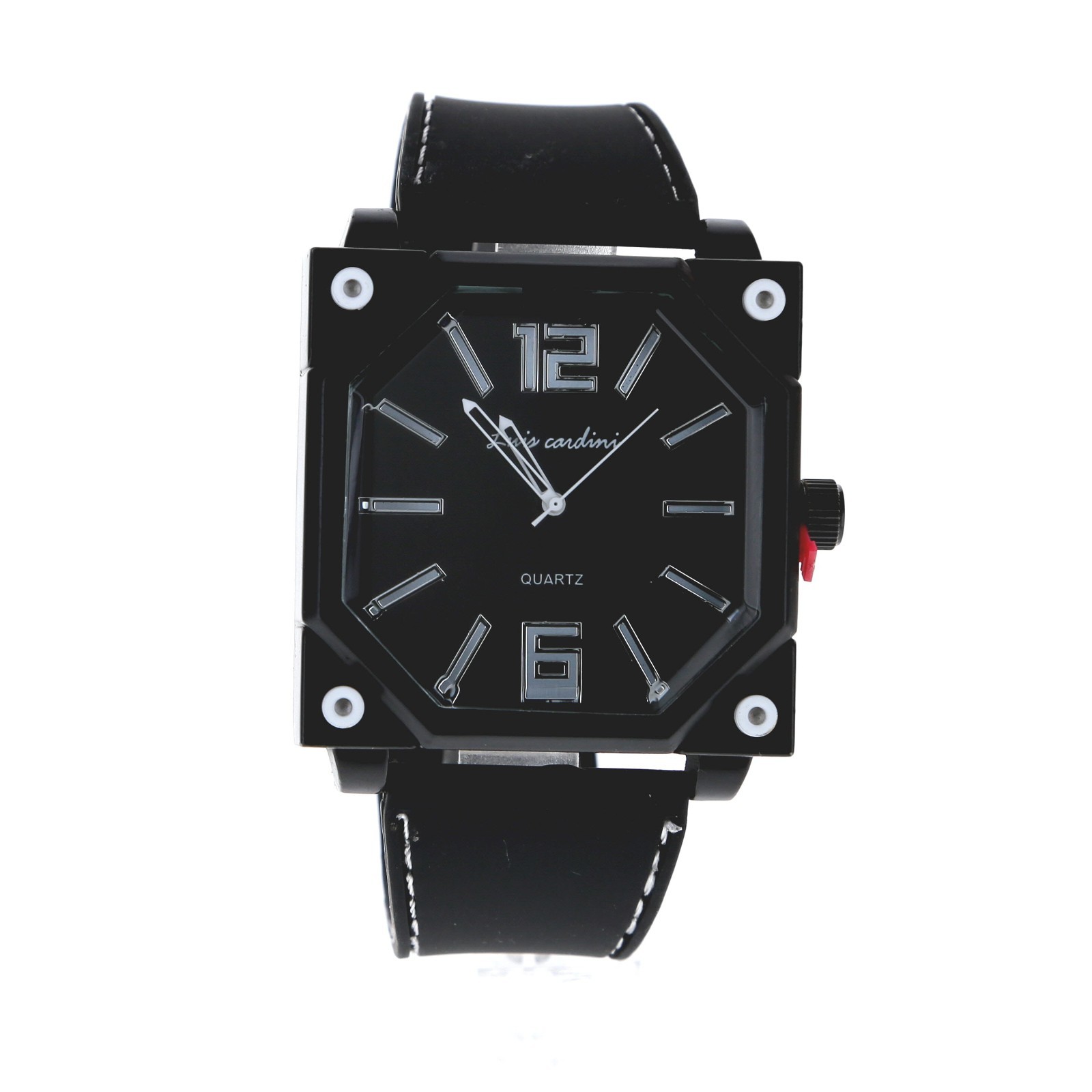 48mm x 48″ Oversized Square Men’s Quartz Watch Black Silicone Band White Numeral