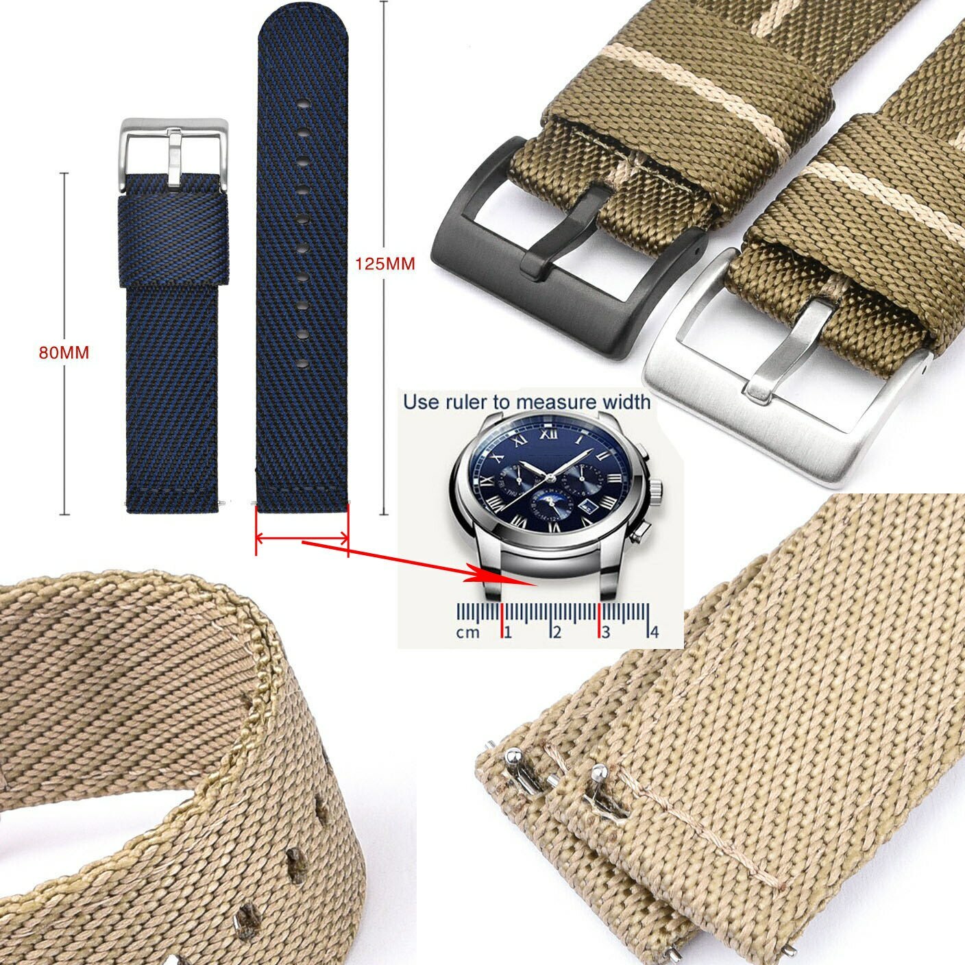 18mm 20mm 22mm Weave Nylon Watch Strap 24mm Watchbands Quick Release Wrist Band