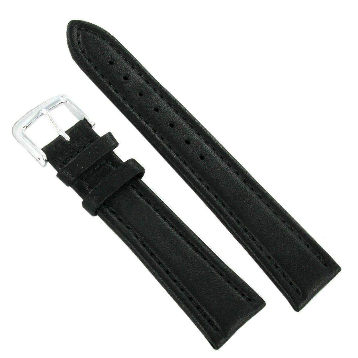 Men’s 18mm Black Watch Band – Stitched Calf Skin