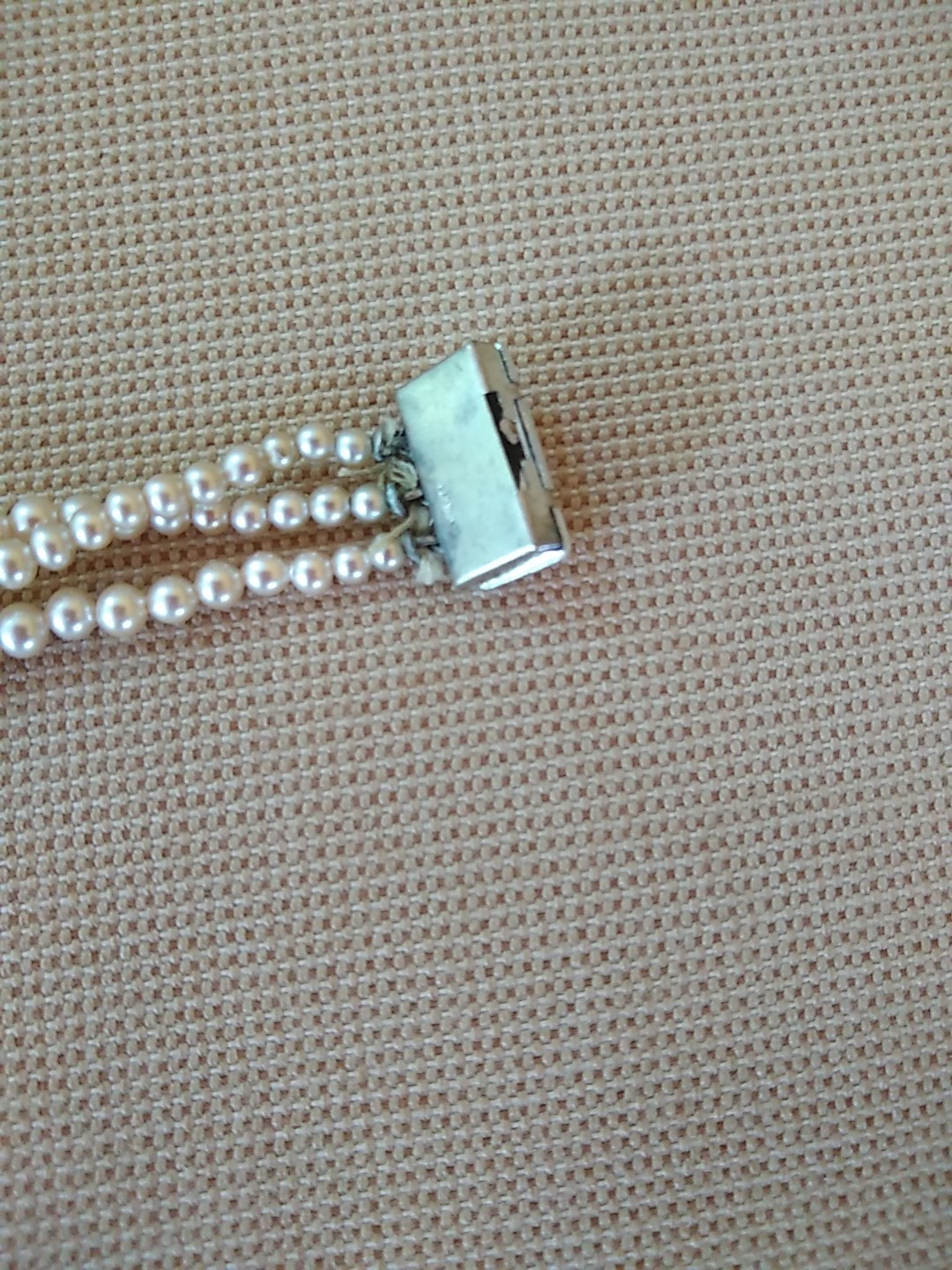 Vintage 3 Strand Faux Pearl Necklace 14 1/2 With 2 1/2 Extension & Bracelet