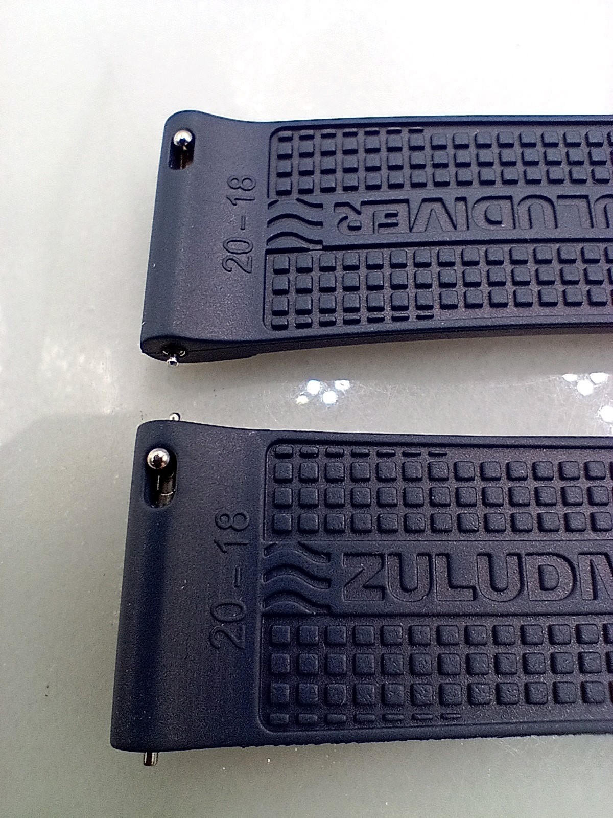 New 20mm Watchgecko Zuludiver HNBR Rubber Watch Strap Blue Quick Release 6B218