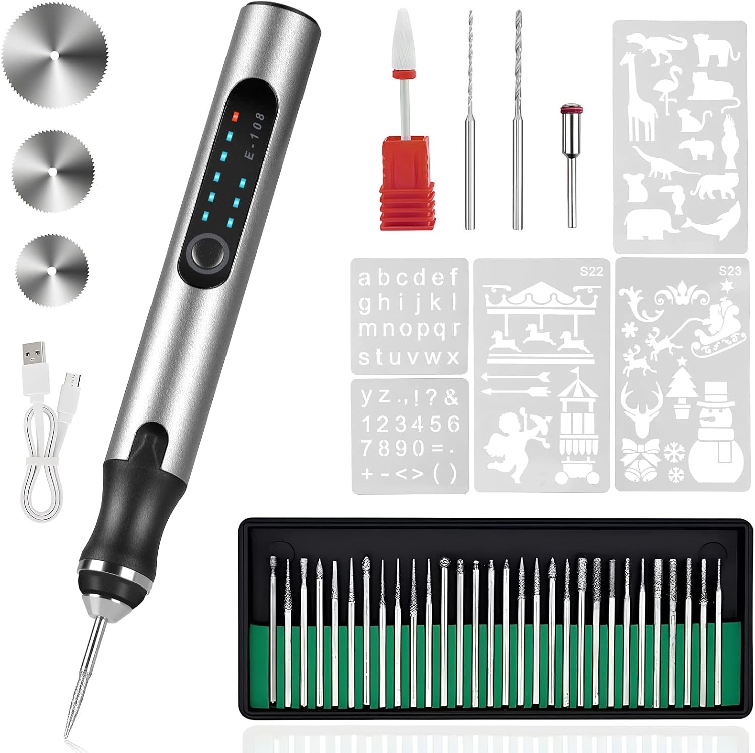 USB Rechargeable Electric Engraving Pen, 37 Bits Cordless Engraver for Jewelry