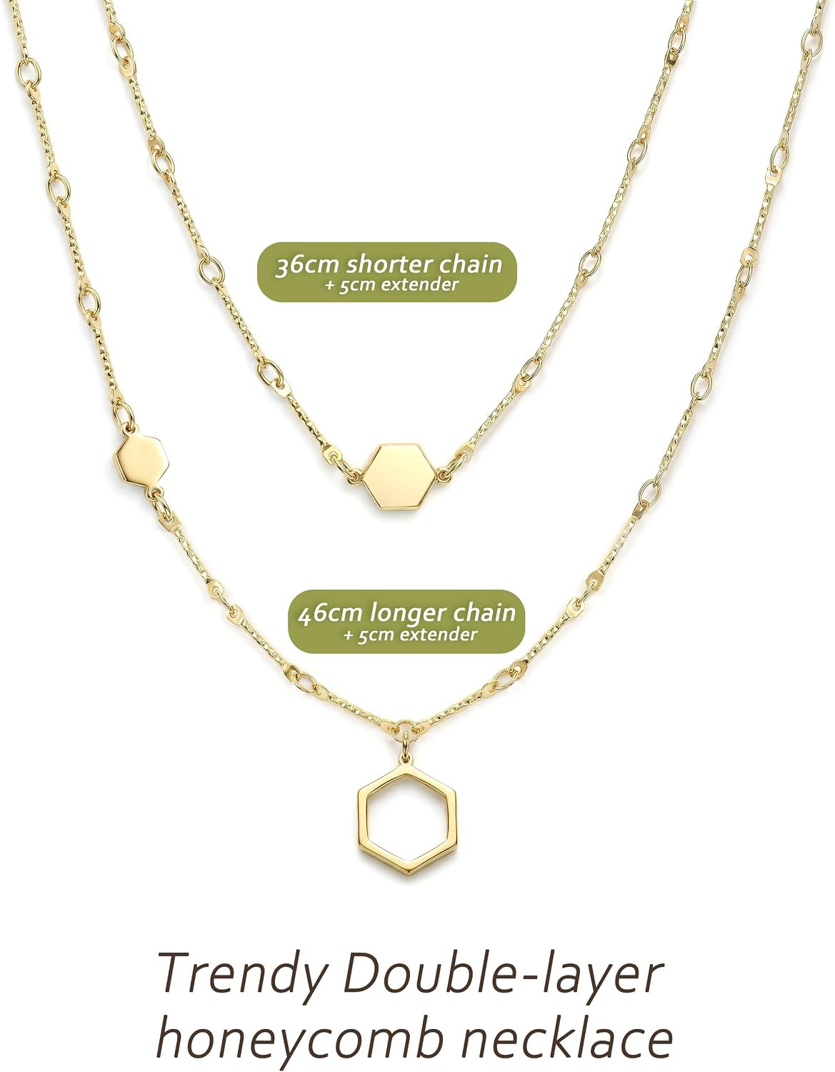 Honeycomb Layered Necklaces for Women Stackable, Dainty Layering Pendant Necklac